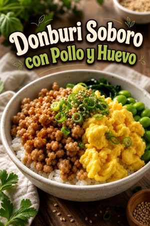 Soboro Donburi: Arroz con Pollo Molido y Huevo