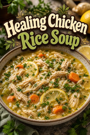 Healing Chicken and Rice Soup with Ginger and Lemon