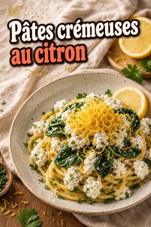 Pâtes crémeuses au cottage, citron & herbes fraîches