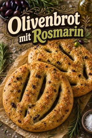 Hausgemachte Oliven-Fougasse mit Rosmarin und Meersalz