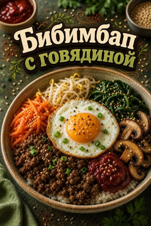 Бибимбап с говядиной, овощами и гочуджаном — на каждый день