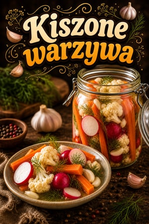 Kolorowe kiszone warzywa probiotyczne z czosnkiem i koperkiem