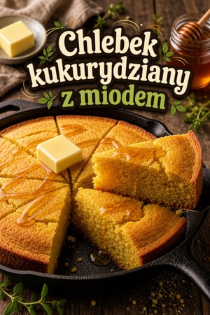 Złocisty chlebek kukurydziany z miodem z patelni żeliwnej