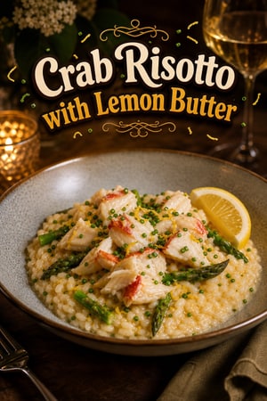 Elegant Butter-Poached Crab Risotto with Lemon and Herbs
