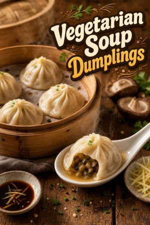 Handmade Vegetarian Soup Dumplings (Xiao Long Bao)