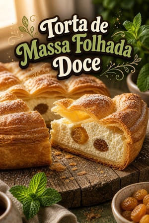 Torta de Massa Folhada Dourada com Queijo Cottage Doce