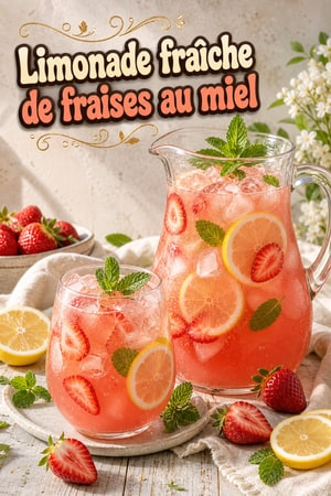 Limonade fraîche de fraises au miel et menthe estivale