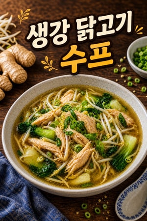 아삭한 숙주와 알싸한 생강의 조화, 치킨 진저 수프 레시피
