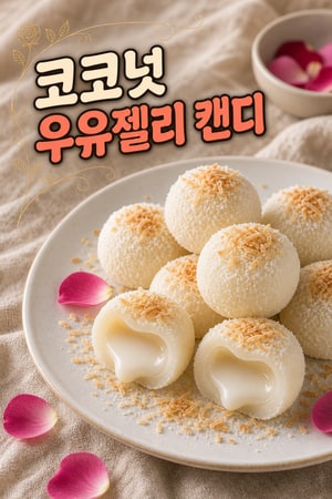 집에서 쉽게 만드는 실키하고 부드러운 코코넛 로즈워터 우유젤리 캔디 레시피