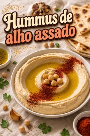 Hummus de Alho Assado Cremoso com Azeite de Oliva
