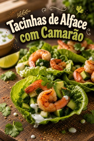 Tacinhas de Alface com Camarão Picante, Lima e Gengibre