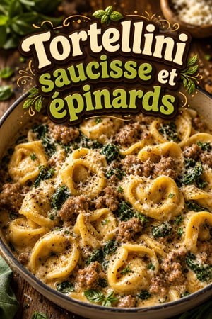 Tortellini crémeux à la saucisse et épinards en un pot