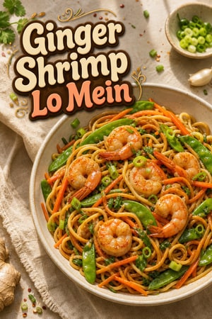 Zesty Ginger Shrimp Lo Mein with Fresh Vegetables