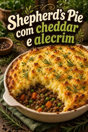 Shepherd's Pie clássico britânico com cheddar e alecrim