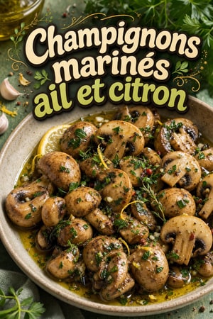 Champignons marinés aux herbes fraîches, ail et citron