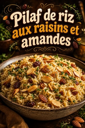 Pilaf de riz parfumé aux raisins, amandes et herbes