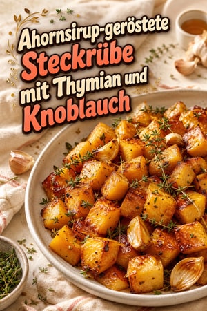 Ahornsirup-geröstete Steckrübe mit Thymian und Knoblauch