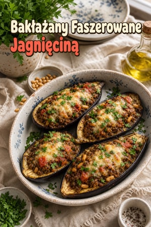 Bakłażany nadziewane jagnięciną i pinią pinii