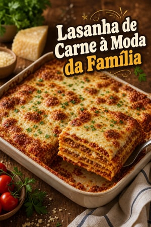 Lasanha de Carne à Moda da Família com Três Queijos