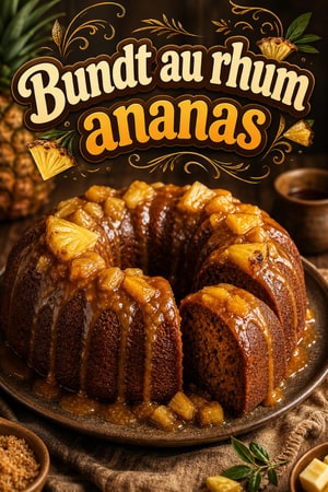 Gâteau Bundt moelleux au rhum brun et glaçage ananas