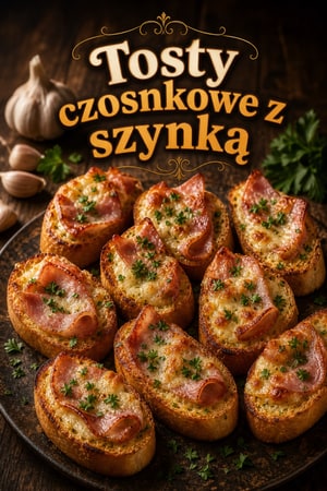 Tosty czosnkowe z szynka