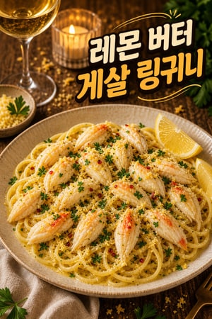 상큼한 레몬 버터 갈릭 게살 링귀니 파스타 레시피