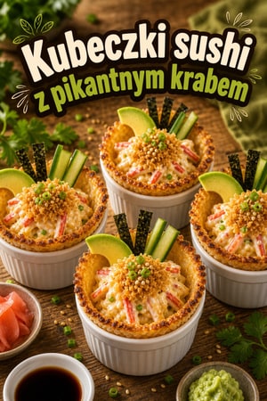 Sushi bake cups — pikantne kubeczki z krabem i panko