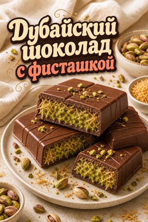 Домашний дубайский шоколад с фисташкой и кнафе