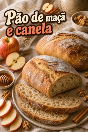 Pão de Fermentação Natural com Maçã e Canela com Mel e Nozes