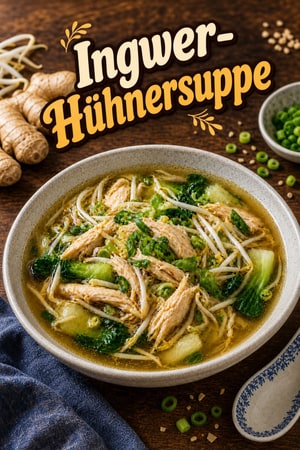 Ingwer-Hühnersuppe mit frischen Mungobohnensprossen