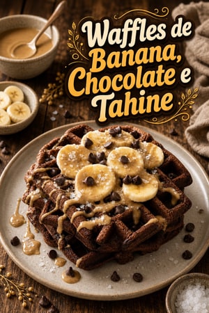 Waffles de Banana, Chocolate e Tahine com Flor de Sal