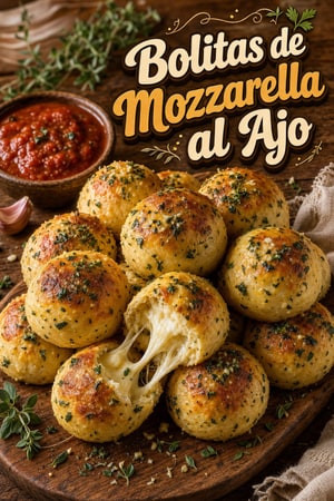 Bolitas de Queso Mozzarella con Mantequilla de Ajo y Hierbas
