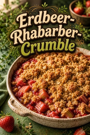 Klassischer Erdbeer-Rhabarber-Crumble mit Haferflocken