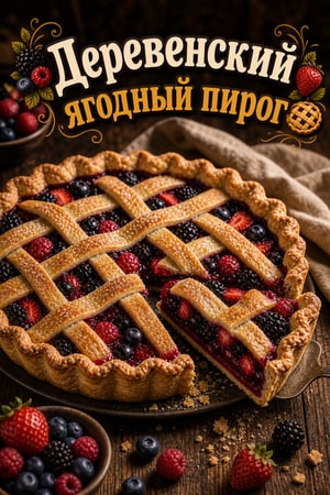 Деревенский пирог с миксом ягод и лимонной цедрой
