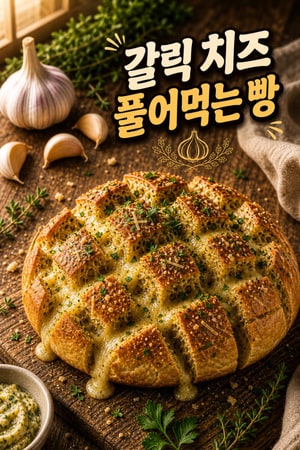 겉은 바삭 속은 촉촉한 허브 갈릭 풀아파트 브레드 — 파티용 치즈 레시피