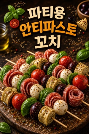 파티용 이탈리안 앙티파스토 꼬치 — 살라미·프로슈토·모짜렐라로 만든 간편하고 화려한 전채 플래터