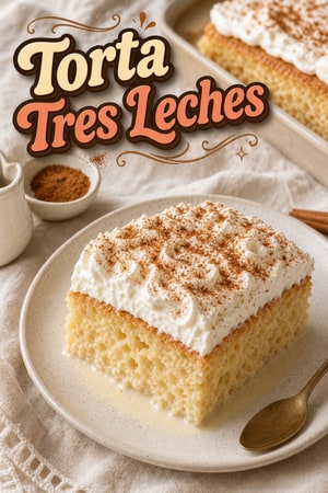Torta Tres Leches Autentica con Panna e Cannella