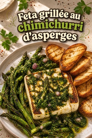 Feta grillée au chimichurri d'asperges