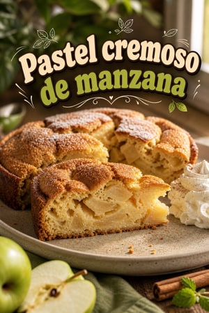 Pastel cremoso de manzana 3-Cup con Granny Smith, muy fácil