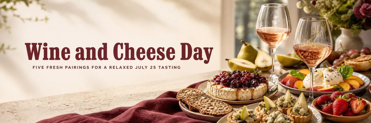 Summer wine-and-cheese spread with Brie, fruit, crackers, tartlets, and rosé