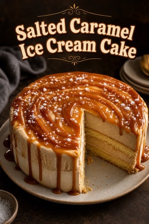 Decadent Caramel Ice Cream Cake with Salted Caramel Drizzle