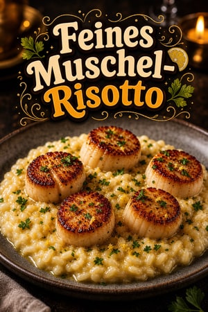 Gebratene Jakobsmuscheln auf cremigem Zitronen-Butter-Risotto