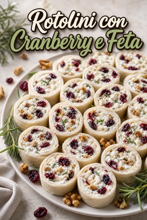 Rotolini di Crema di Formaggio con Mirtilli Rossi e Feta