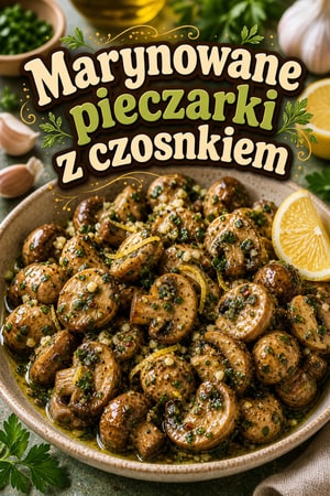 Orzeźwiające pieczarki marynowane w ziołach z czosnkiem i cytryną