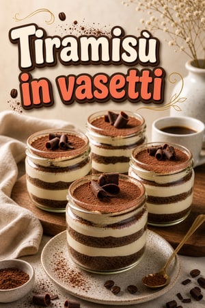 Vasetti di tiramisù individuali con crema mascarpone