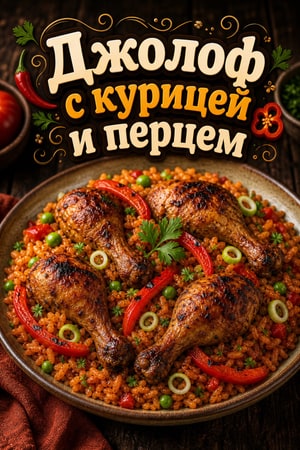 Копчёный джолоф с курицей и сладким перцем — уютный обед