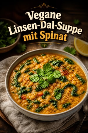 Vegane Linsen-Dal-Suppe mit Spinat