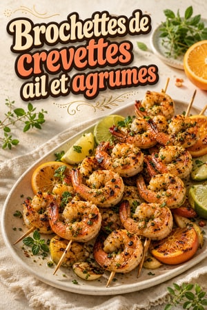 Brochettes de crevettes à l'ail et aux agrumes