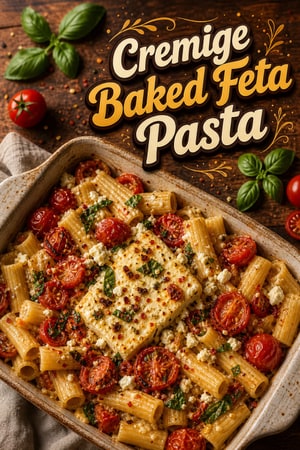 Cremige Baked Feta Pasta mit gerösteten Kirschtomaten