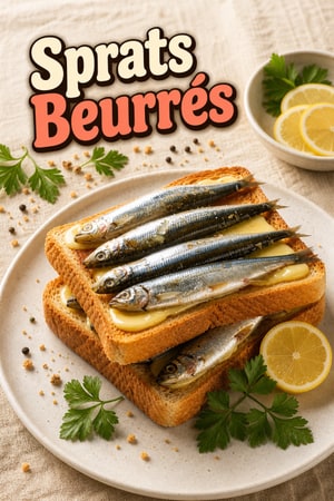 Sandwichs aux Petits Poissons sur Toast Croustillant au Beurre
